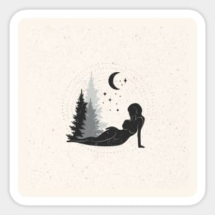 Forest Moon Woman Sticker